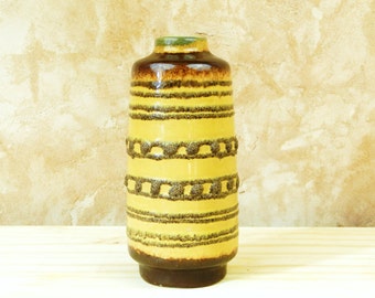 West German Ceramic Lava Vase manufacturer VEB Haldensleben 3045 c / Mid Century Decor Mid Century Modern / Berlin/ Yellow/ European / Home