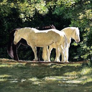 Napping Threesome - 9"x9" Image Size on 17"x 22" Paper. Giclee Print of Acrylic Painting by Fabio Deponte