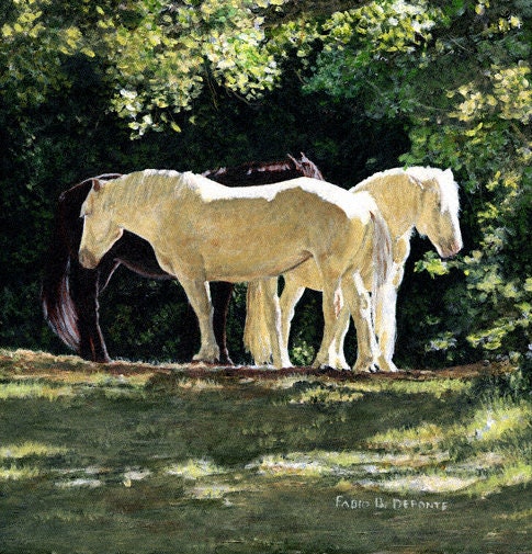 Nickerchen Dreier - 9 "x 9" Bildgröße auf 17 "x 22" Papier. Kunstdruck des Acrylbildes von Fabio Deponte