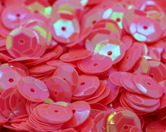 8mm Cup Sequins Satin Hot Pink Opaque
