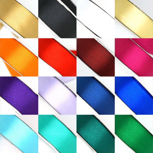 25 Yard Satin Ribbon Rolls in 24 Colors - Select Size: 1/4", 3/8", 1/2", 5/8", 3/4", and 1"