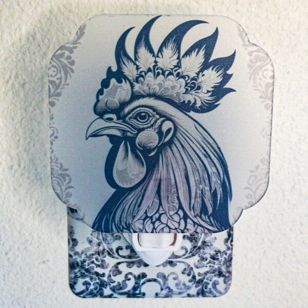 Embossi Printed Night Light - Rococo Damask Rooster 0104