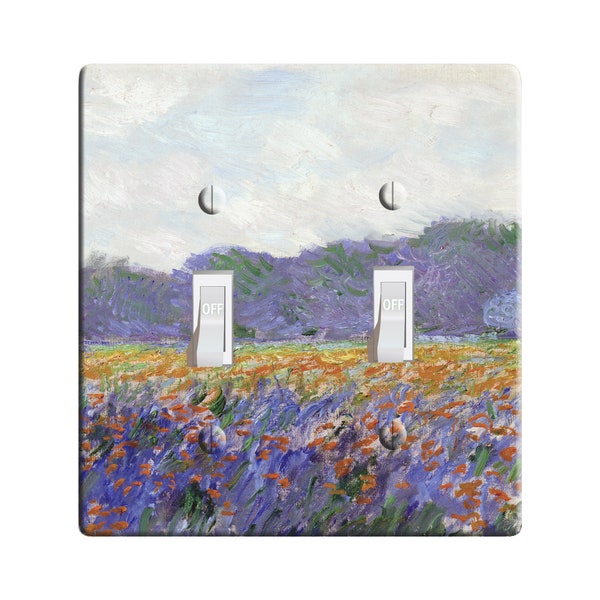 Embossi Printed Maxi Metal  Field Of Yellow Irises At Giverny by Monet, Impressionism  Switch Plate - Light Switch / Outlet Cover,  L0145