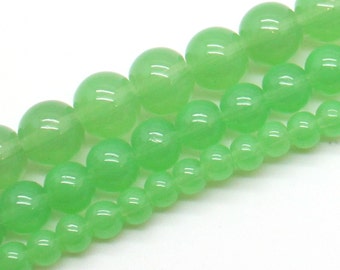 Aventurine Jadeite Transparent Glass Bead Strands - Select Size: 4mm, 6mm, 8mm
