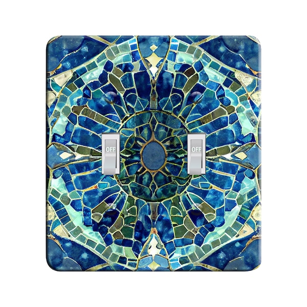Embossi Printed Maxi Metal Aegean Mosaic Switch Plate - Light Switch / Outlet Cover, 7272