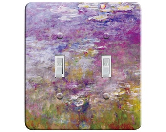 Embossi Printed Maxi Metal - Monet Lavender Water Lilies- Plate - Light Switch / Outlet Cover,  979