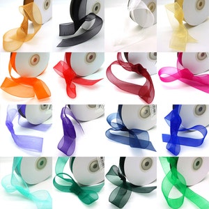 50 Yard Sheer Organza Ribbon Rolls in 24 Colors - Select Size: 3/8", 1/2", 5/8", 7/8", 1", and 1 1/2"