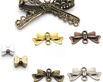 Bow / Bowknot Beads, Links, Charms, Pendants - Nickel Free Tibetan Silver Alloy - DIY Jewelry & Crafts