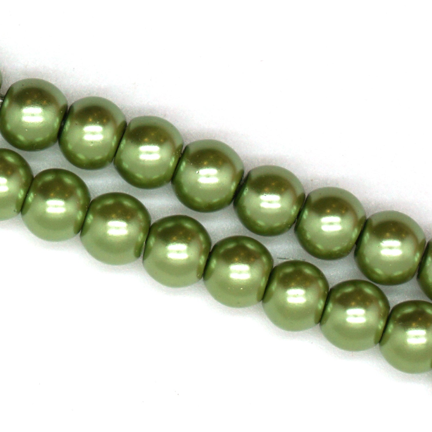 Wasabi Green Glass Faux Pearl Strands Select Size 4mm 6mm Etsy