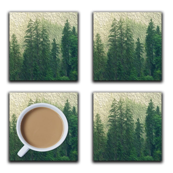 Pine Trees Coasters,  set of 4