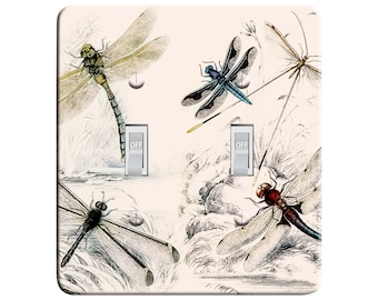 Embossi Printed Maxi Metal Aged Dragonfly Plate - Light Switch / Outlet Cover, 1102