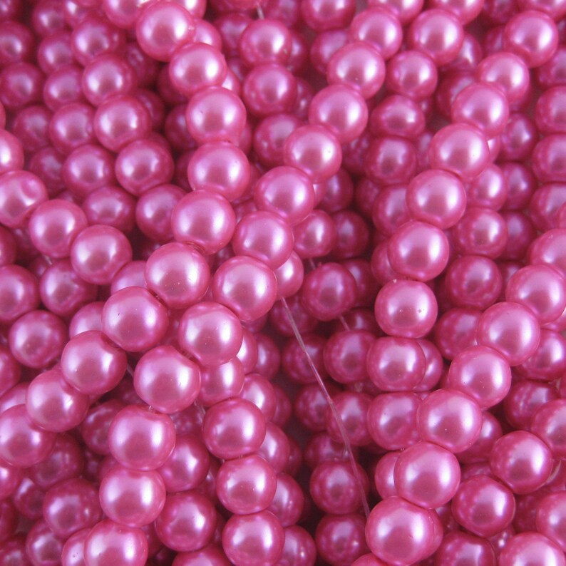 Hot Pink Glass Faux Pearl Strands Select Size: 4mm 6mm 8mm | Etsy