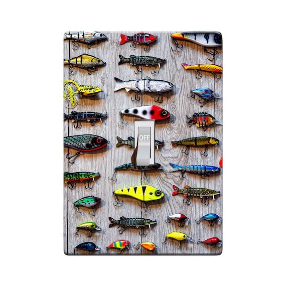 Embossi Printed Maxi Metal Fishing Lures Switch Plate Light Switch / Outlet  Cover, L0386 