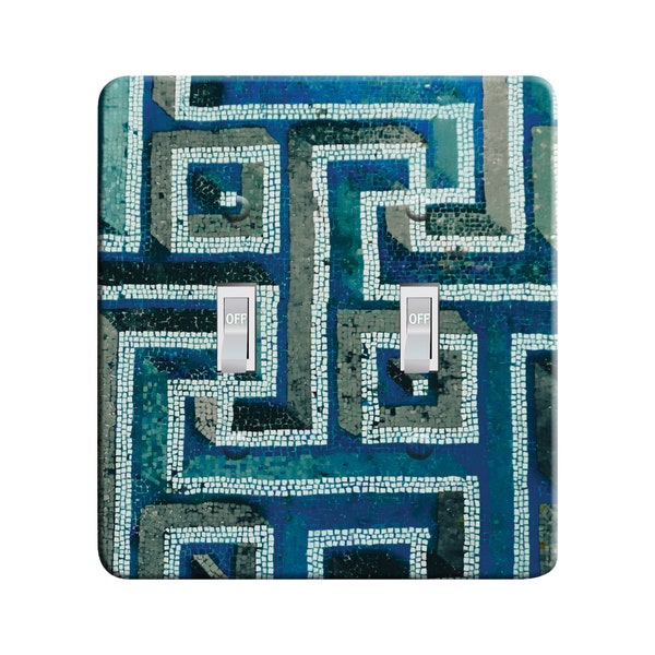 Embossi Printed Maxi Metal Greek Key Mosaic Switch Plate - Light Switch / Outlet Cover, 7273