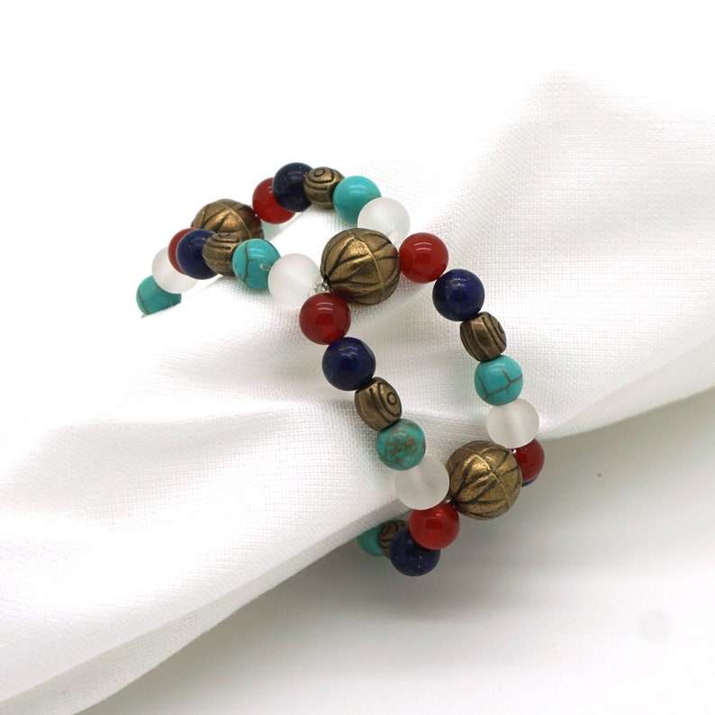 Ancient Egypt Bead Napkin Rings and Wine Charms With Bronze Etsy