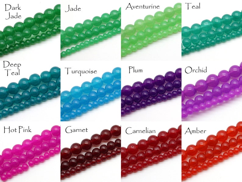 Hot Pink Jadeite Transparent Glass Bead Strands Select Size: 4mm, 6mm, 8mm image 2