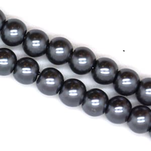 Tahitian Black Glass Faux Pearl Strands - Select Size: 4mm, 6mm
