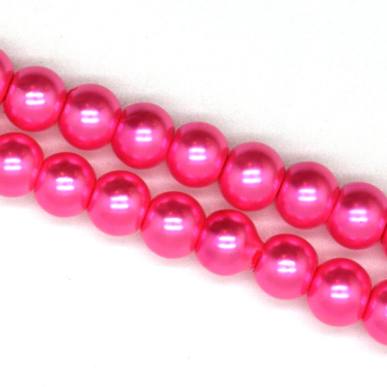 Hot Pink Glass Faux Pearl Strands Select Size 4mm 6mm 8mm Etsy