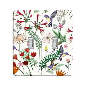 Embossi Printed Maxi Metal Sweet Flower Hummingbird  Switch Plate - Light Switch / Outlet Cover Custom Plate Choose Style, 494L