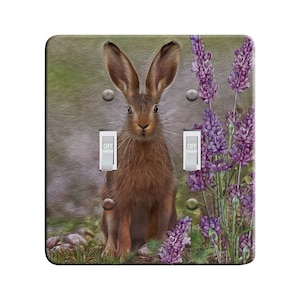 Embossi Printed Maxi Metal Lavender Hare Switch Plate - Light Switch / Outlet Cover, 1163