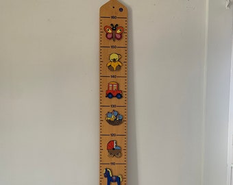 Vintage rare Mertens Kunst 1980s wooden child growth chart / wood child height measuring rod / West Germany Meblatte nursery decor