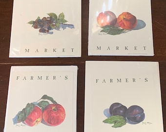 Vintage fruit watercolor prints / set of fruit paintings / farmers market kitchen decor