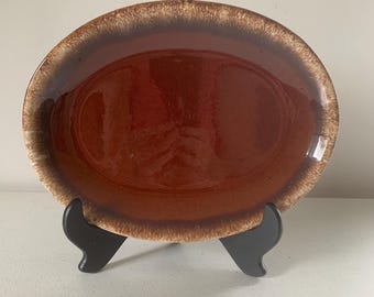 Vintage Hull Pottery Brown Drip 12 inch platter