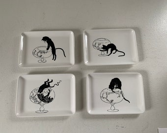 Vintage Theophile Steinlen About Cats Melamine Canape Trinket Tray sets / Des chats Metropolitan Museum of Art / Cat art lover gift