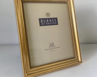 Vintage Burnes of Boston gold toned wood picture frame for 8 x 10 photos 1990s