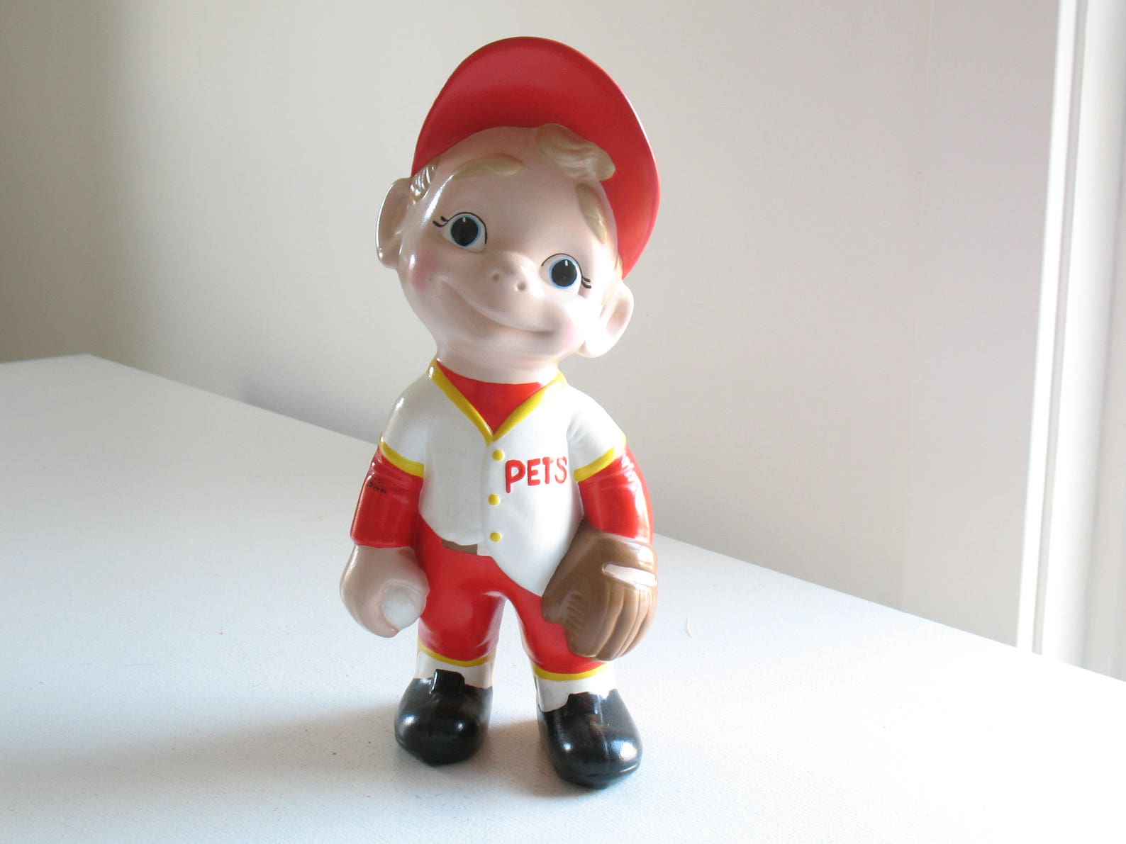 Vintage Smiley Baseball Player Ceramic Figurine / Big Eye Etsy