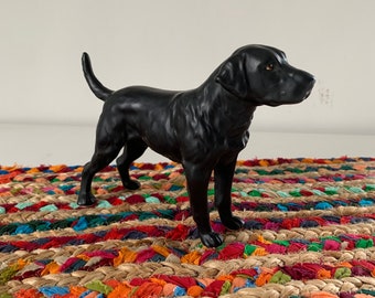 Vintage porcelain Black Labrador Retriever dog figurine / 1950s Lefton Japan dog decor / black lab dog lover gift