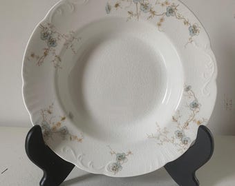 Vintage Johnson Brothers Semi-Porcelain serving or soup bowl blue violet floral pattern