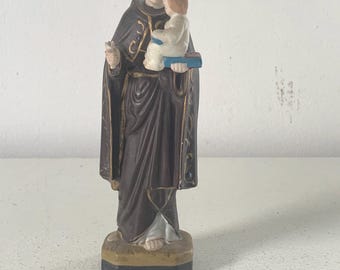 Vintage porseleinen keramiek klein Sint-Antoniusbeeldje of beeldje / Sint-Antonius katholiek religieus interieur