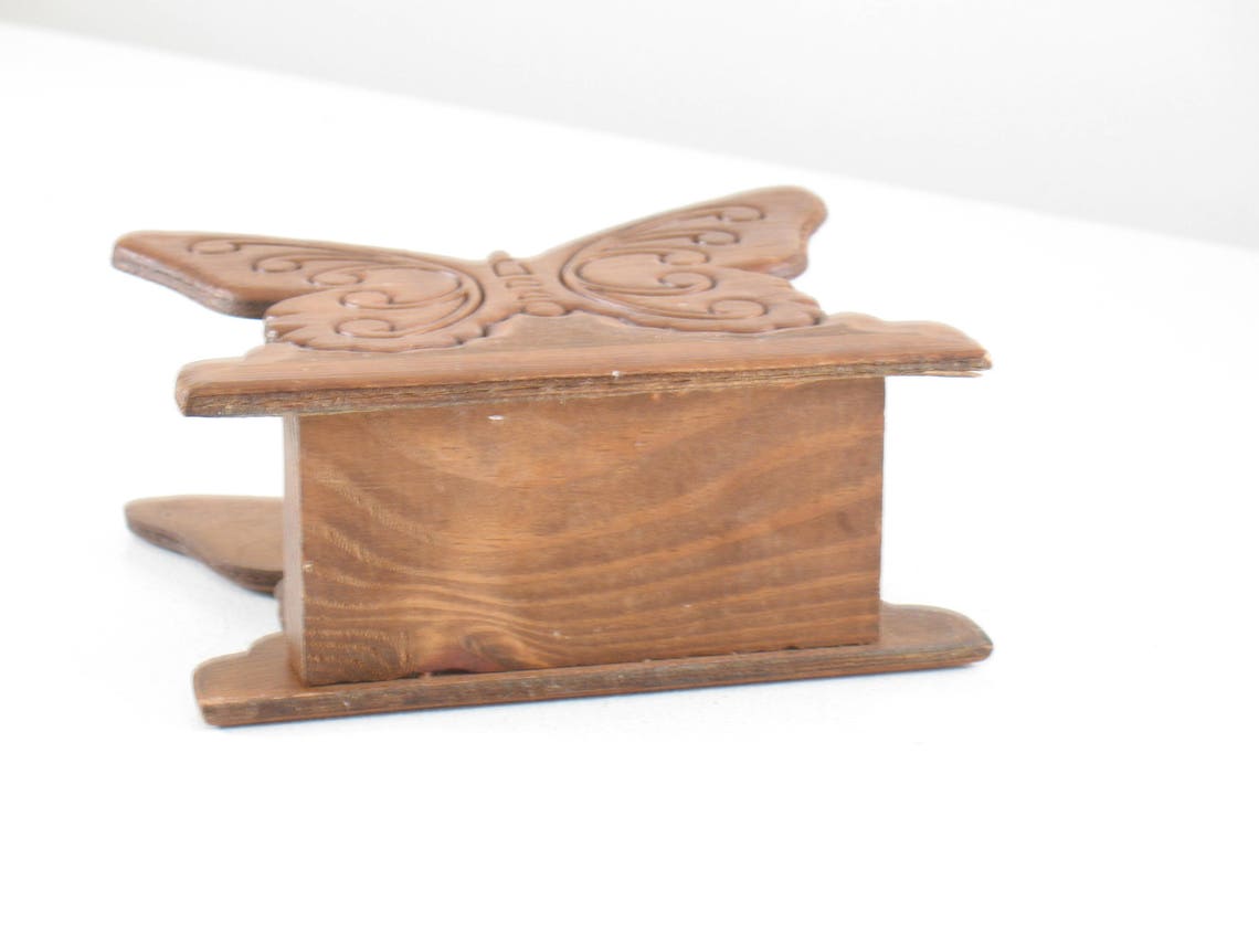 Vintage Wooden Butterfly Napkin Holder / Boho Wood Mail or Letter ...