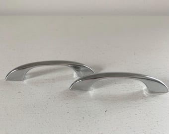 Vintage mid century chrome cabinet pulls set of 2