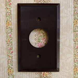 Vintage Dimmer Switch Plate Cover / Brown finely ribbed Mid century single dial Switch Cover old house parts