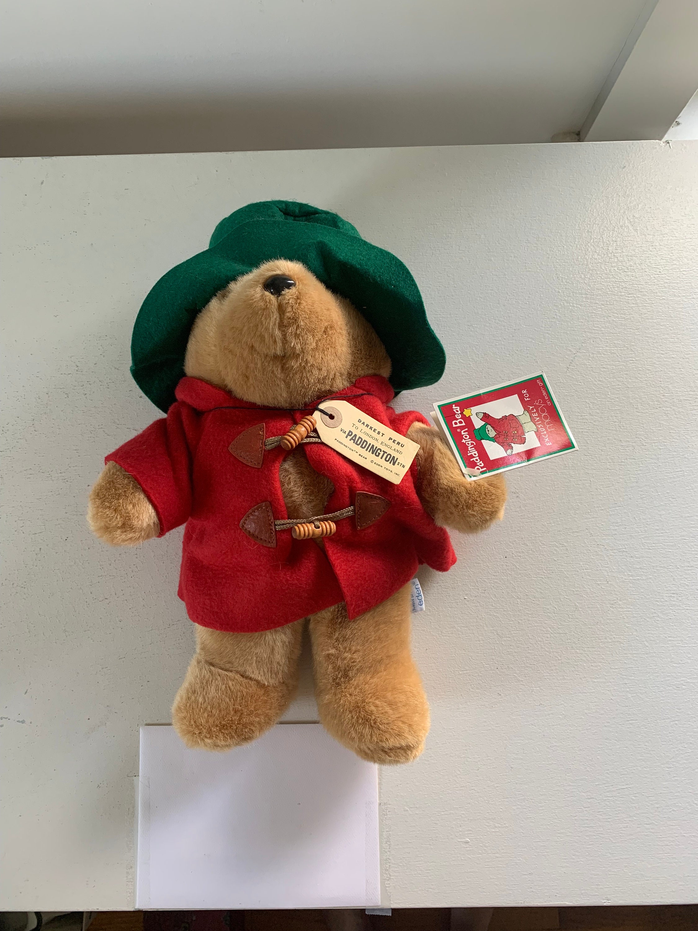 Vintage Paddington Bear / Eden Toys for Macys / Red and Green