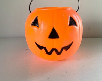 Vintage 1980s Blow Mold Jack o Lantern /  Plastic Halloween Pumpkin / General Foam Plastics Norfolk, VA