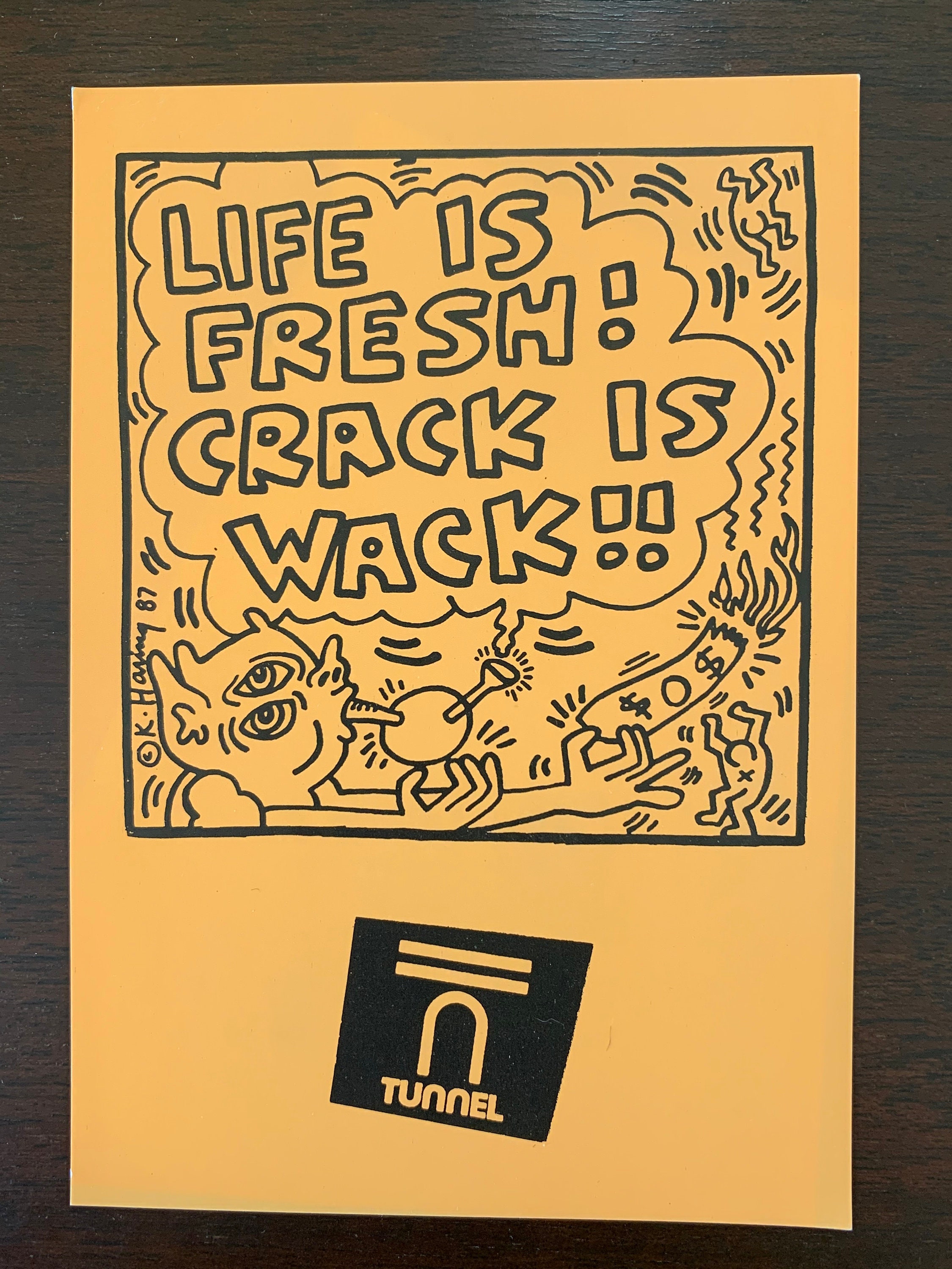 Vintage Keith Haring Crack is Wack Tunnel Invitation / 1988 Bipo  