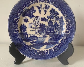 Vintage House of Blue Willow ironstone dinner plate crazed