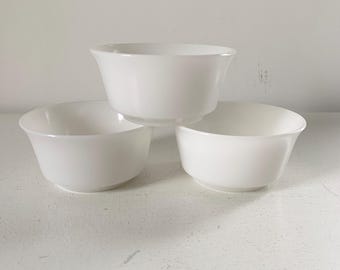Vintage Anchor Hocking milk glass small bowls, set of 3