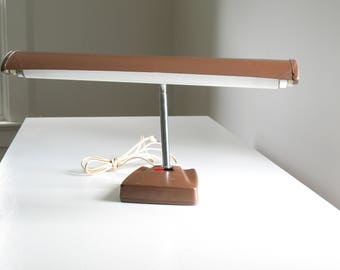 Vintage Industrial Metal Desk Lamp / 1950s mid century gooseneck desk light / retro office lighting decor