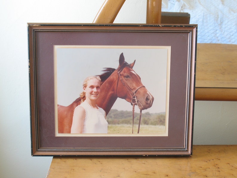 Vintage girl with horse framed photograph / retro horse photo / equestrian wall art home decor / horse lover gift image 3