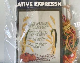 Vintage 1981 Creative Expressions 1815 God Created Crewel Kit 11 x 14