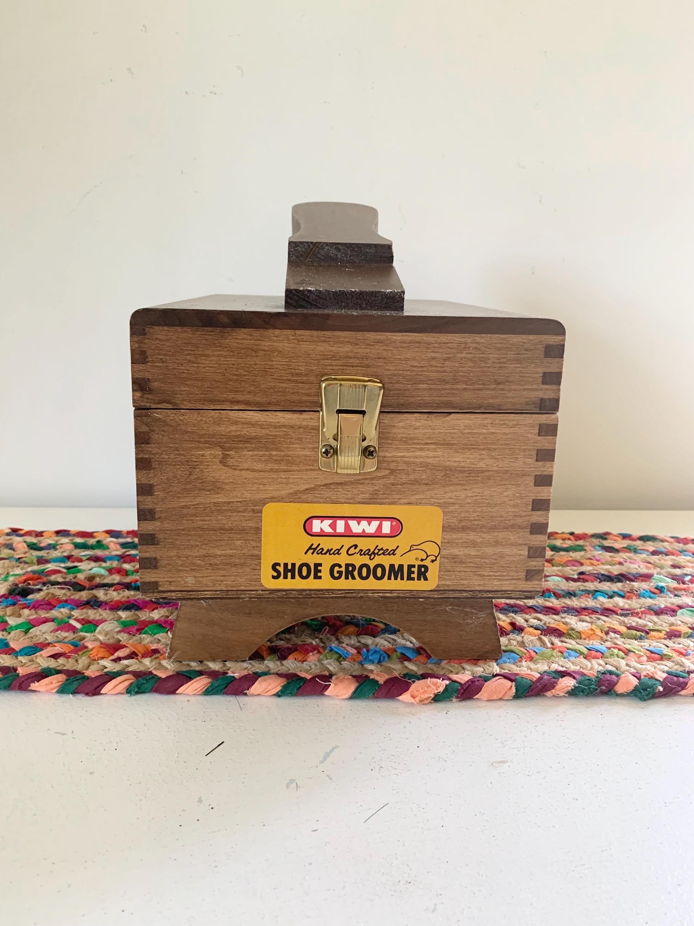 ［keshihishi］シューズボックス Vintage Kiwi Shoe Groomer Wooden Shoe Shine Box With Cleaning