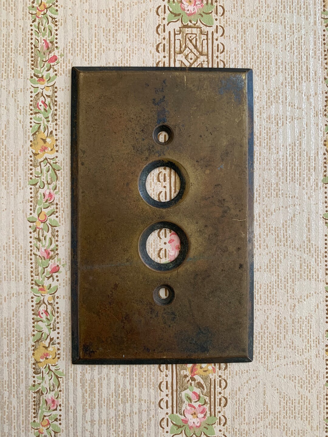 Vintage Aged Brass Push Button Switch Plate Covers / Art Deco Etsy