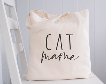 Cat Mama Canvas Tote / Cotton Tote / Reusable Bag / Farmers Market Bag / Yoga Bag