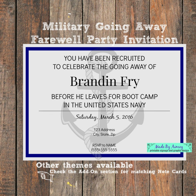 Military Going Away Farewell Party Invitation Etsy