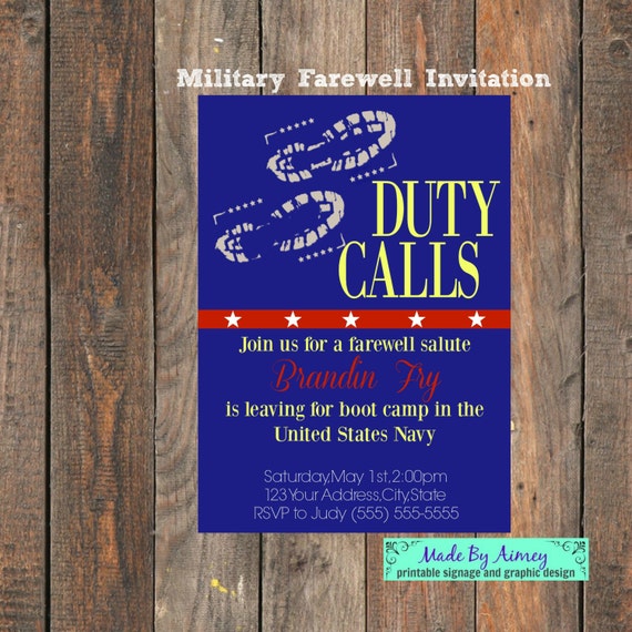 Items similar to Military Farewell Going Away Party // Boot Camp or