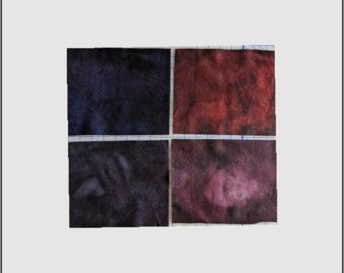 Hand Dyed Felted Wool Fabric with Dark Blue, Dark Purple, Deep Maroon and Dark Red, Colors  for Quilting, Rug Hooking, Crafting